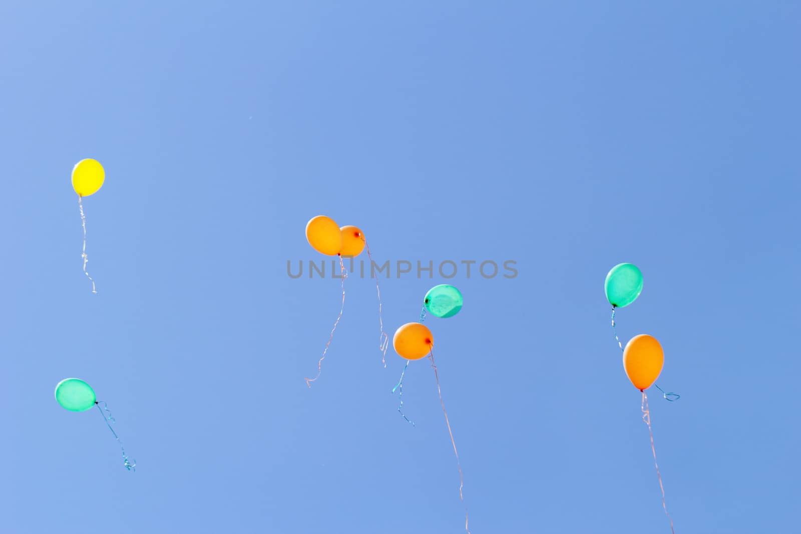color balloons flying to the sky