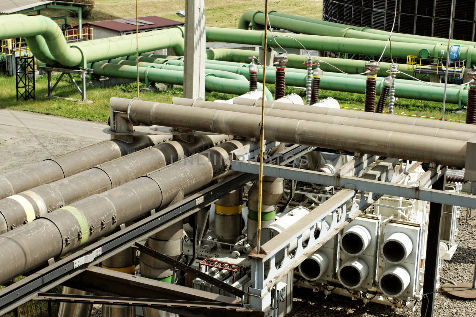 industrial pipes in a electricity power plant