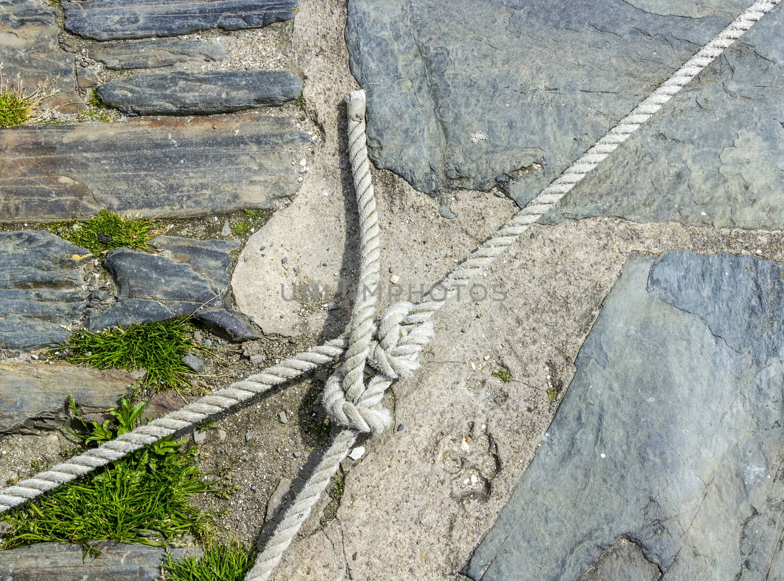 Rope And Knot Against Stone Background