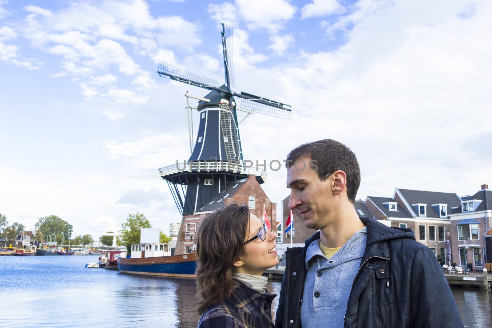 Young couple in Dutch town of Haarlem, the Netherlands