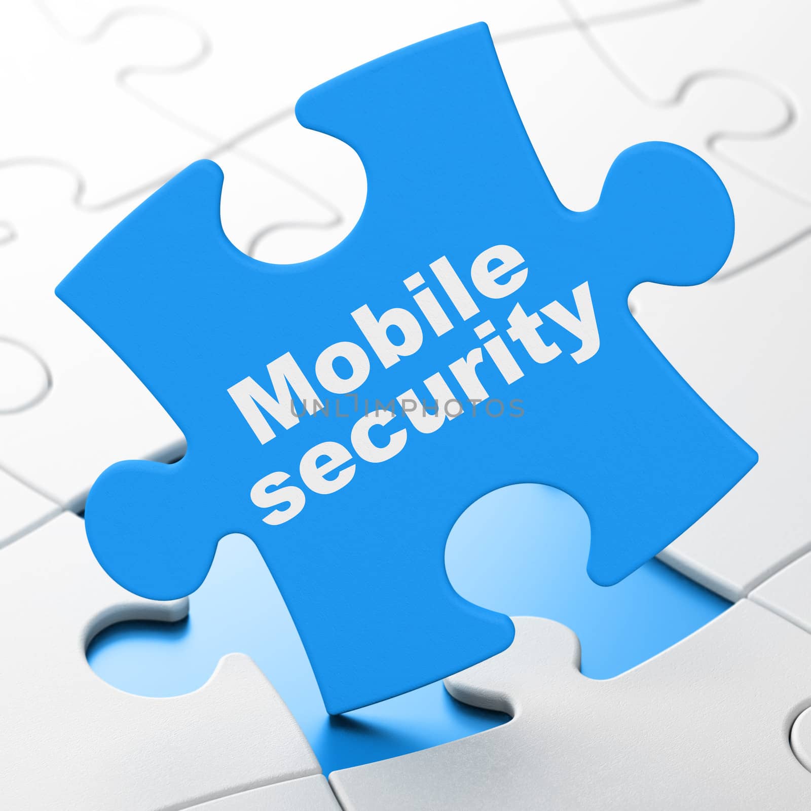 Safety concept: Mobile Security on puzzle background by maxkabakov