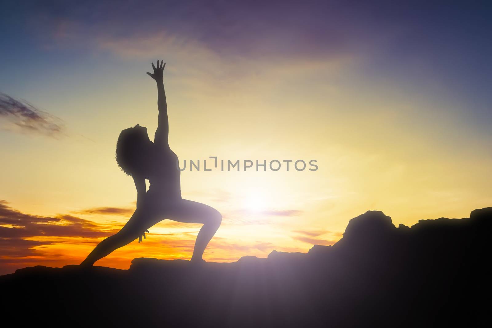 yoga woman sunrise by magann