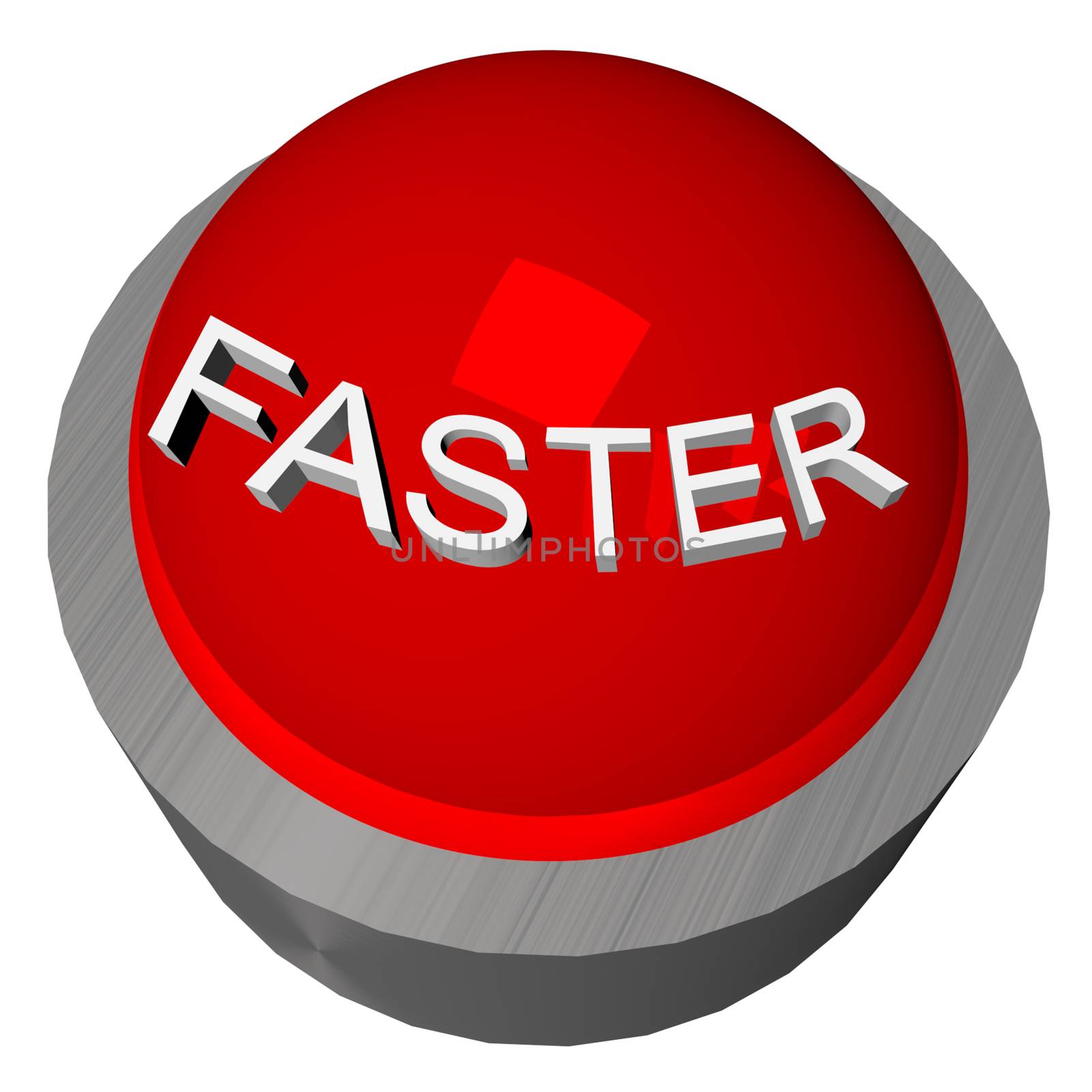 3D render of red button with word Faster
