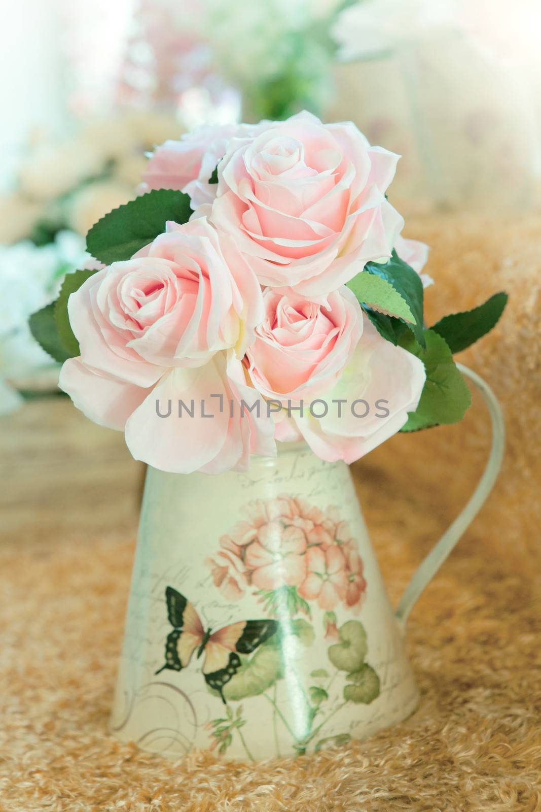 artificial roses bouquet flowers arrange for decoration in home