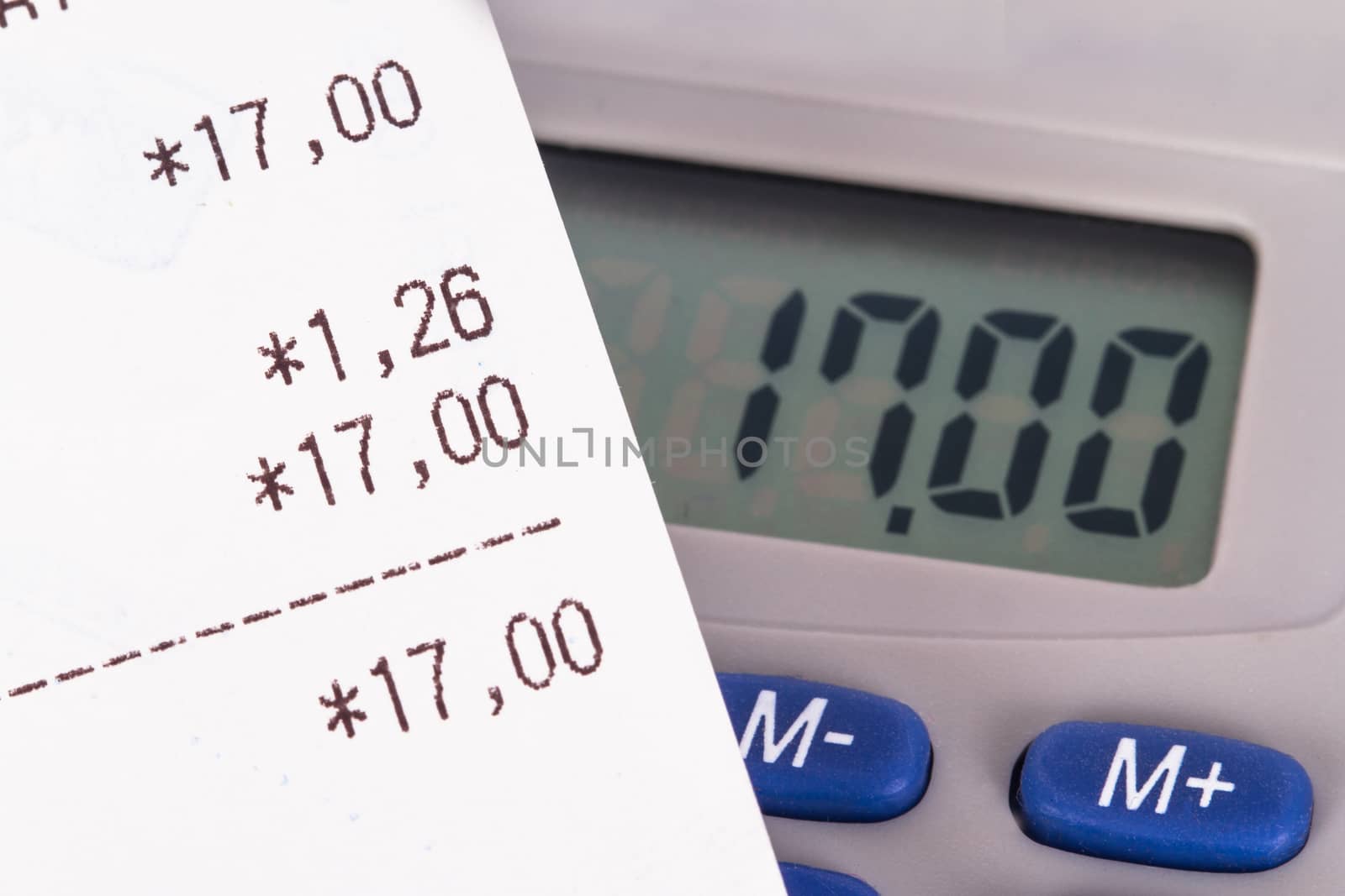 Shopping bill with calculator.