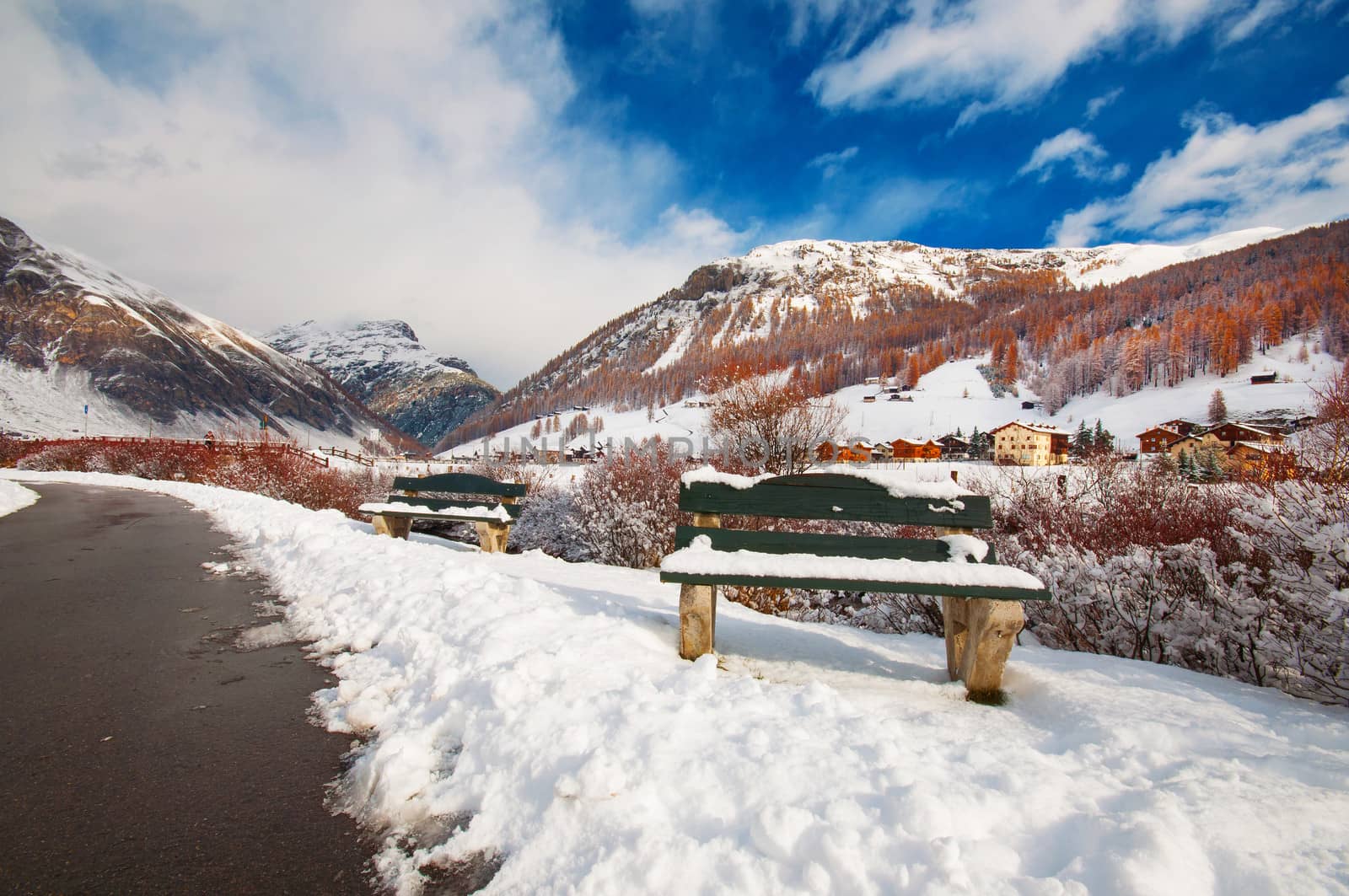 Livigno in winter landscape