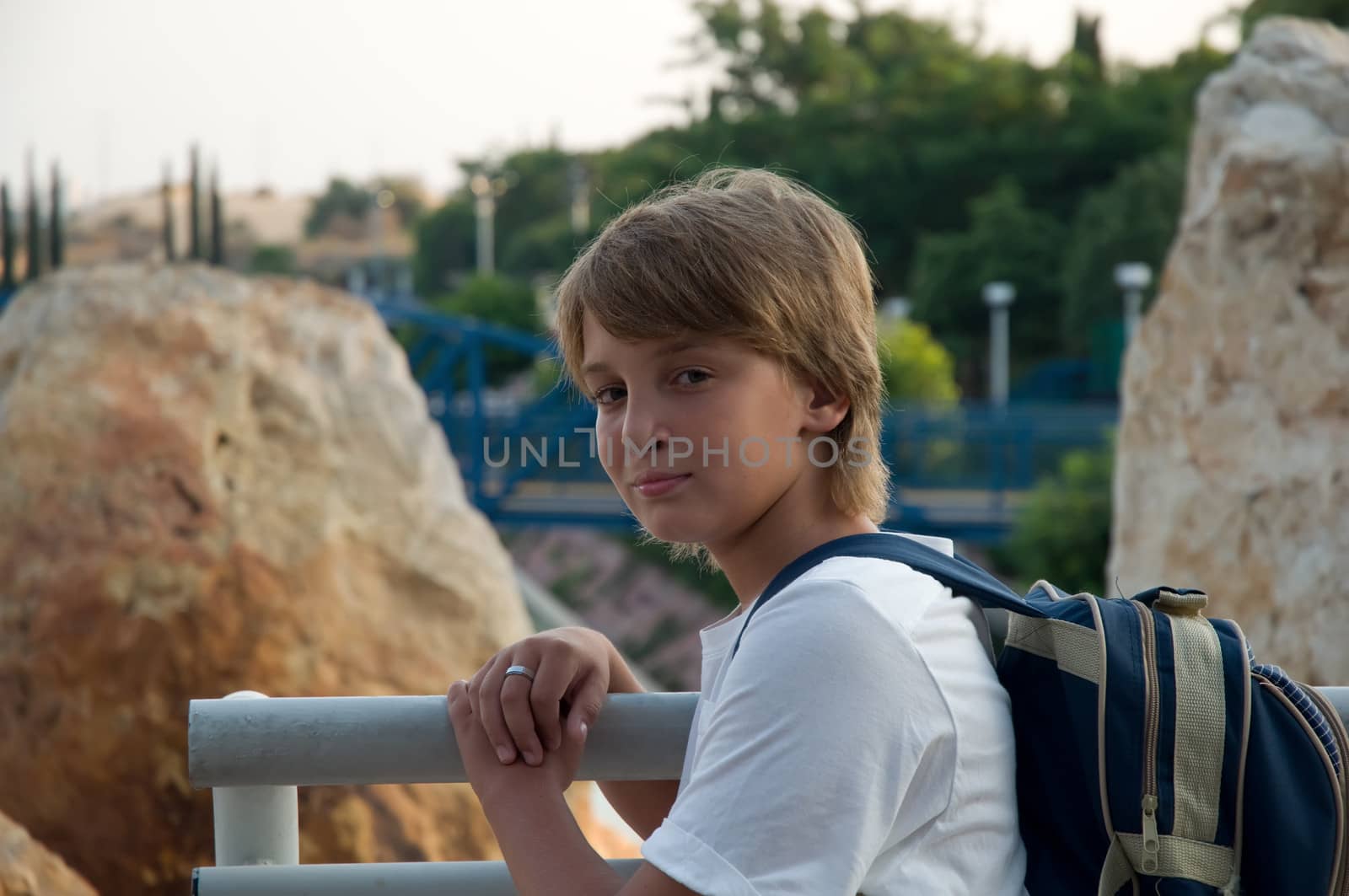 Boy with a backpack. by LarisaP