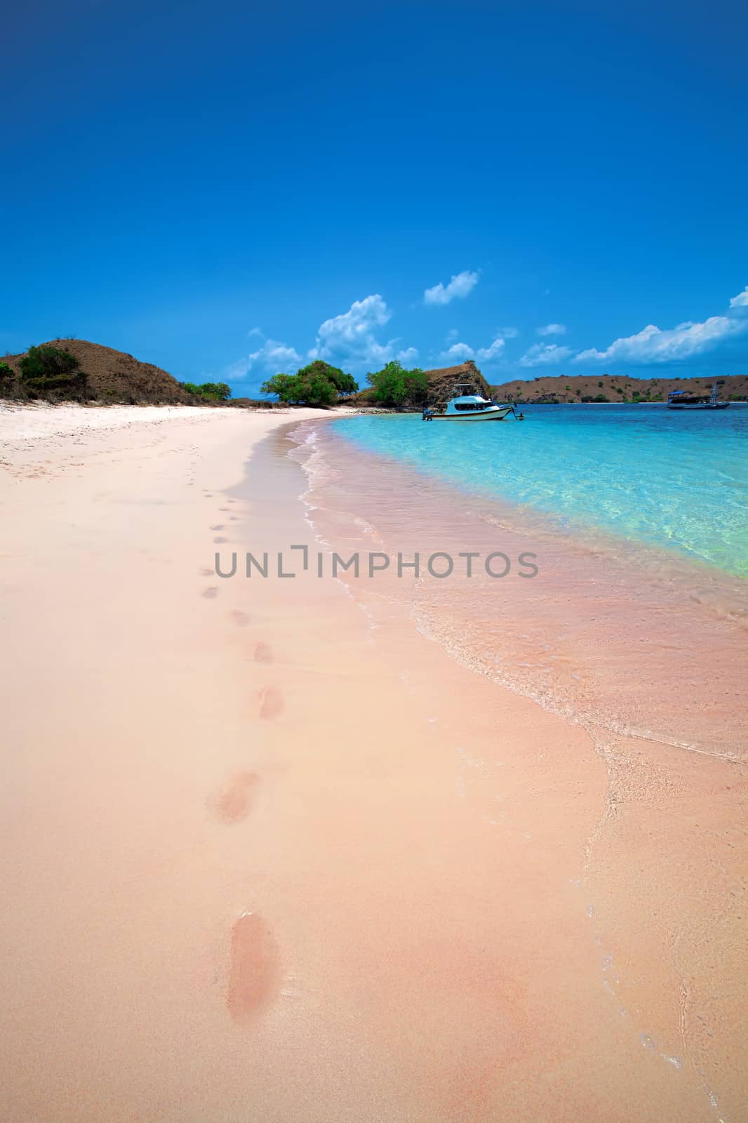 Sunny day on Pink Beach in Komodo National Park