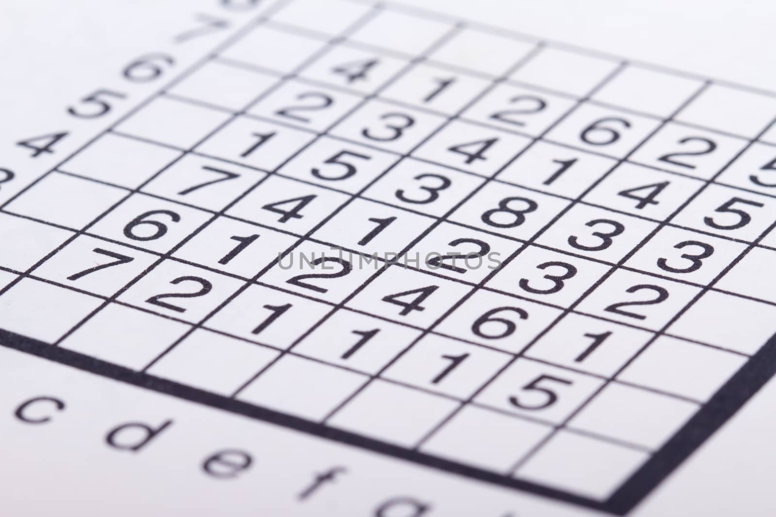 Close up of numbers crossword puzzle.
