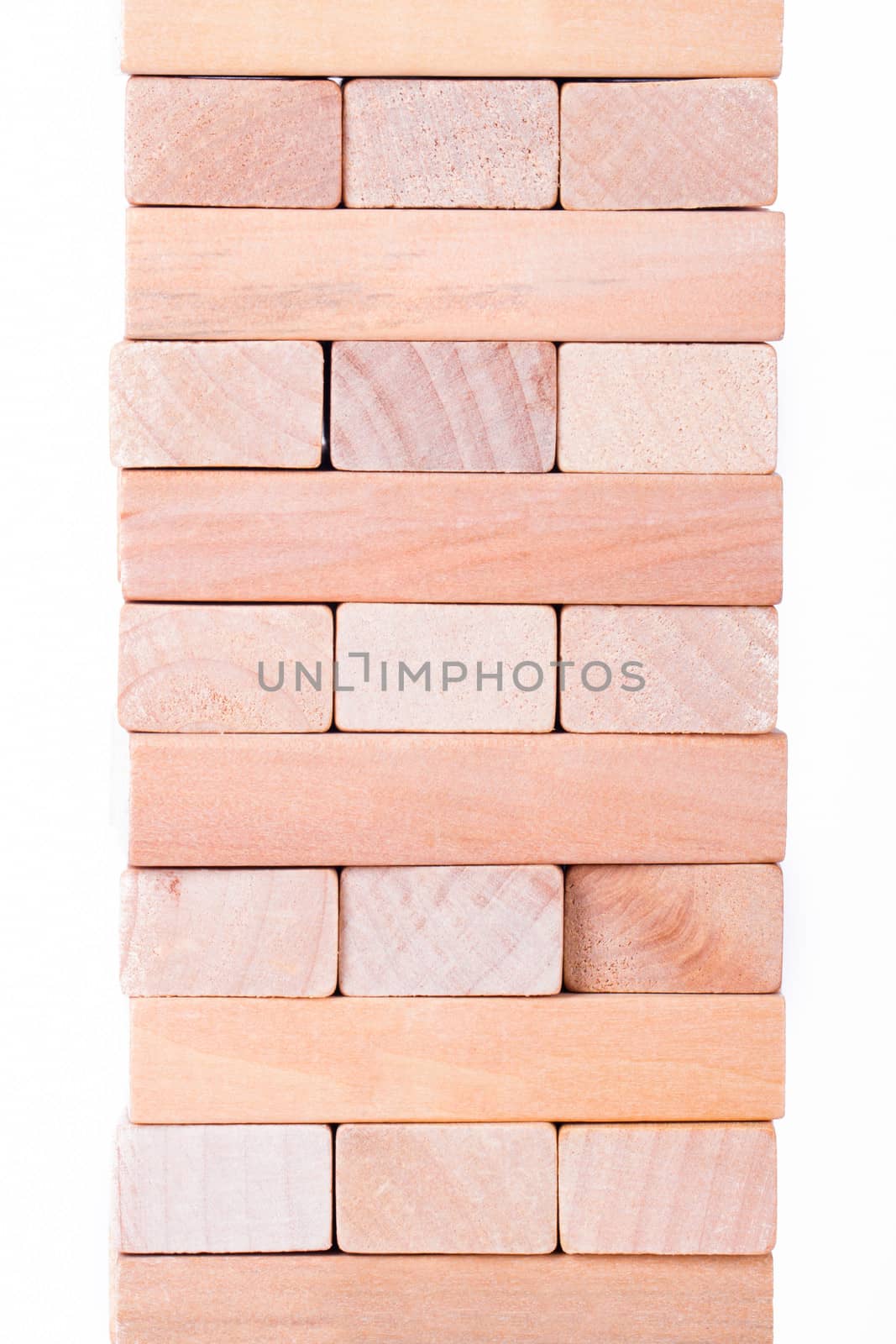 Business concept, blocks of wood, isolated on white background.