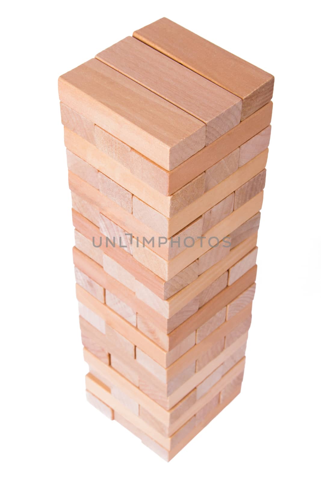 Business concept, blocks of wood, isolated on white background.