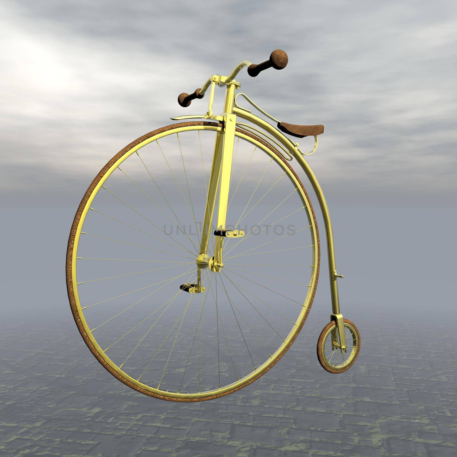 Vintage golden bicycle - 3D render by Elenaphotos21