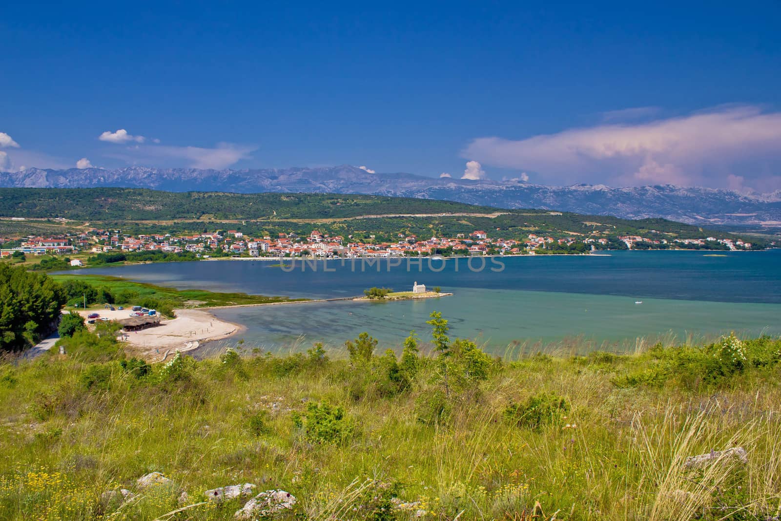 Posedarje bay and Velebit mountain, Dalmatia, Croatia