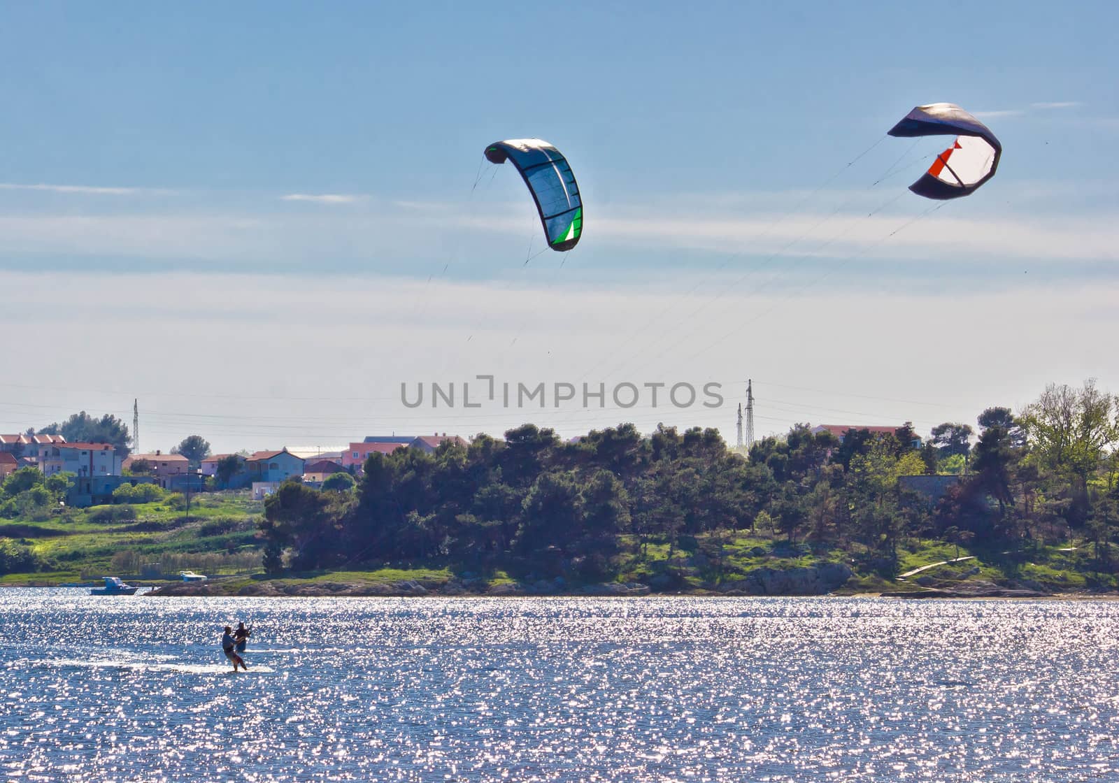 Pair of kitesurfers in Croatia by xbrchx