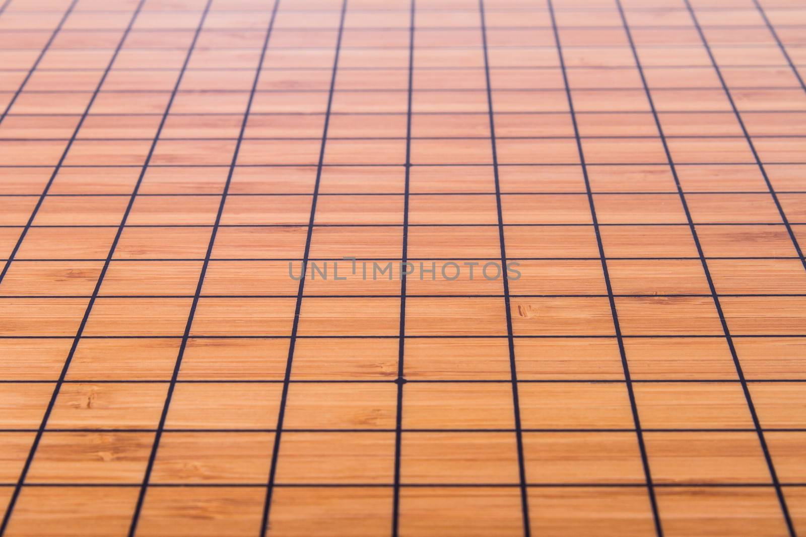 Empty and brown Chinese go game board.