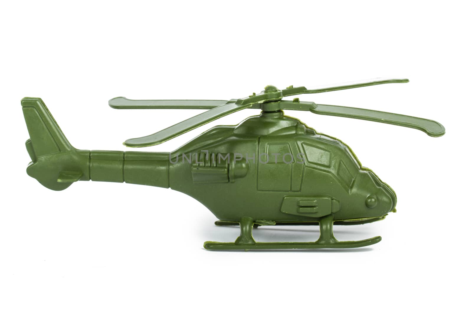 Miniature toy helicopter, isolated on white background.