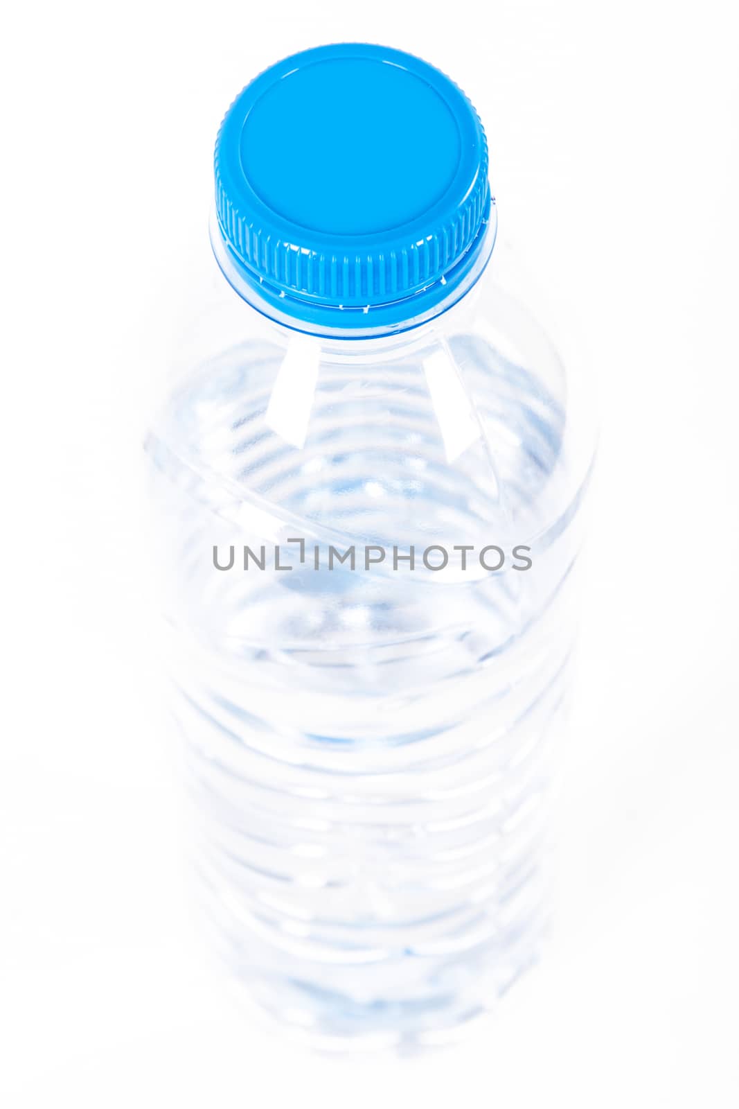 Plastic water bottle, isolated on white background.