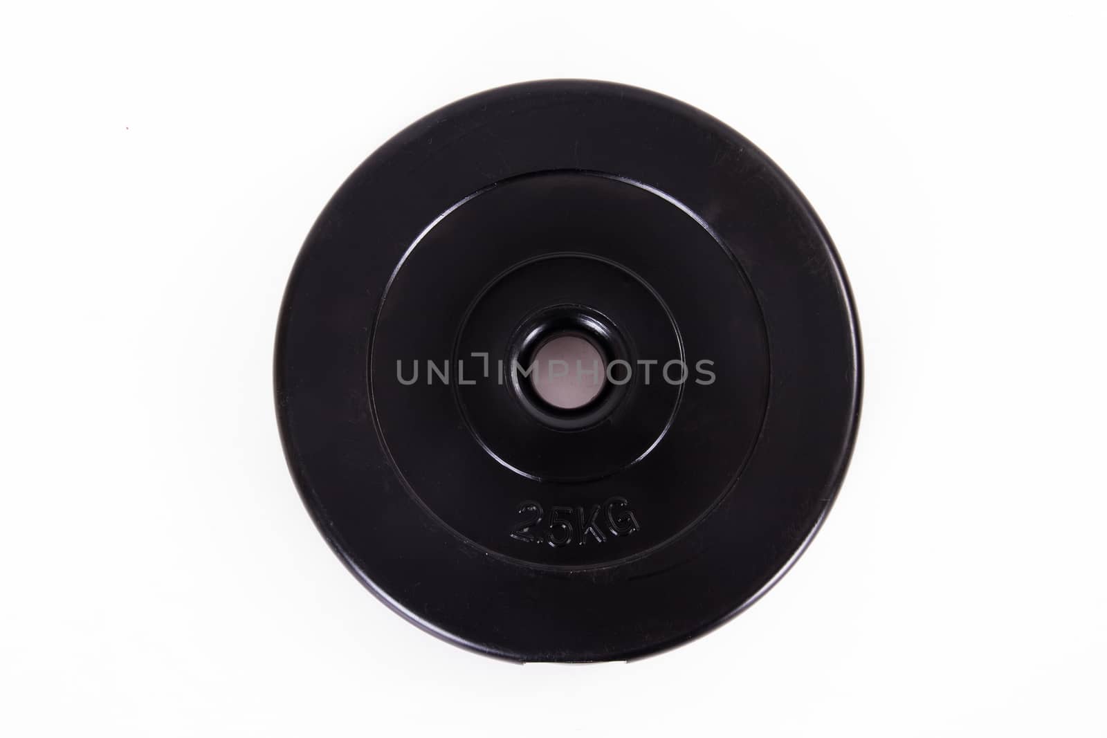 Black barbell disk, isolated on white background.