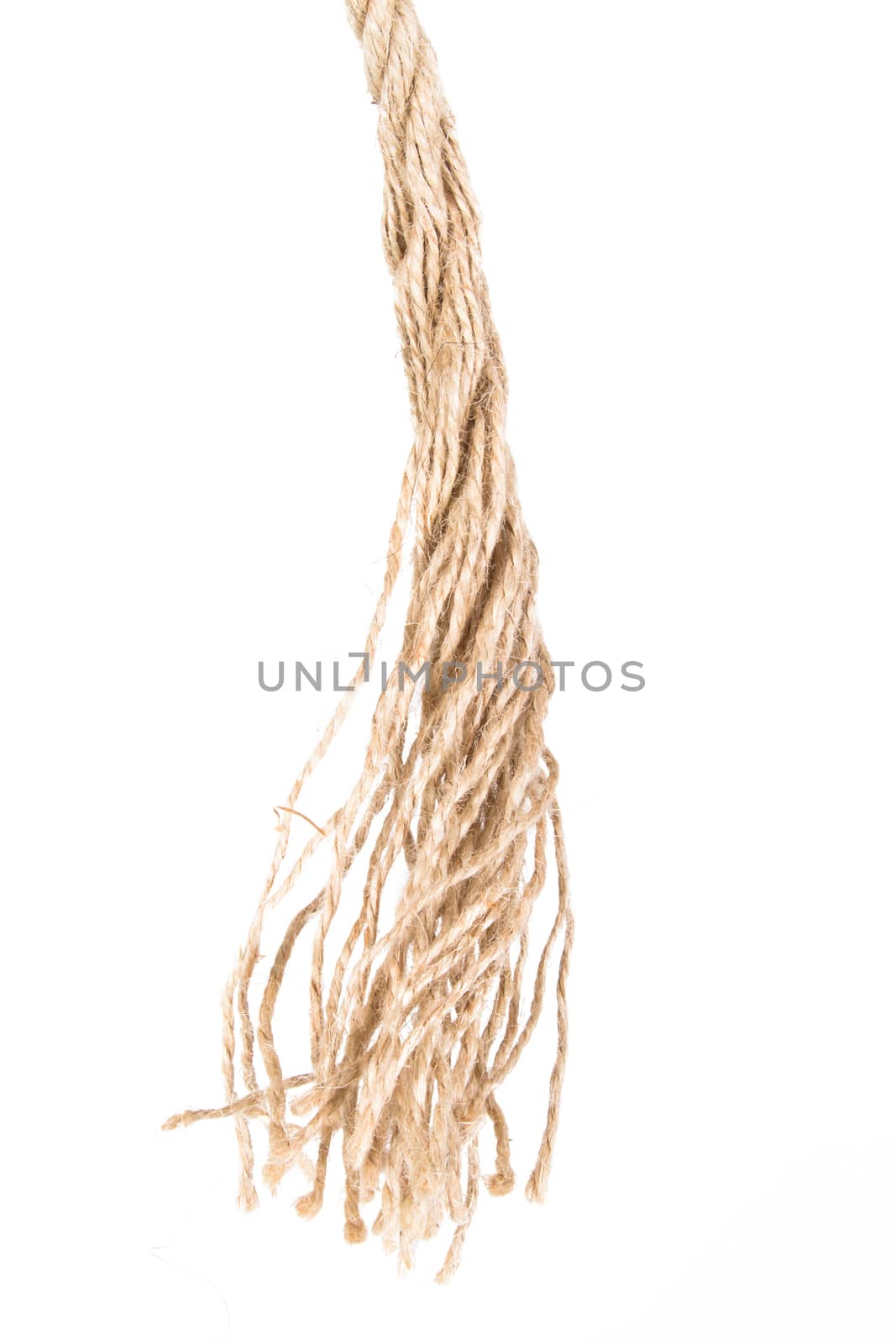 Edge of rope, isolated on white background.