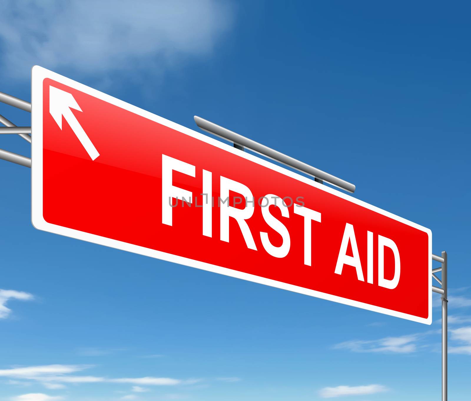 Illustration depicting a sign with a first aid concept.