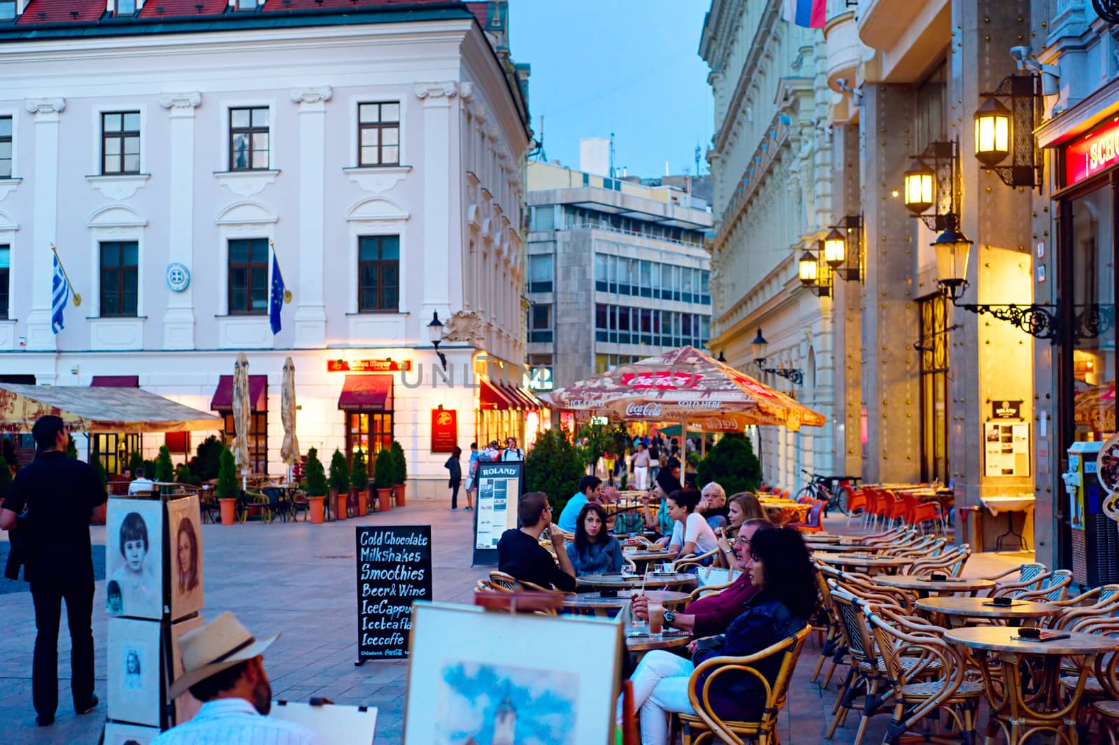 Night life in Bratislava city center by joyfull