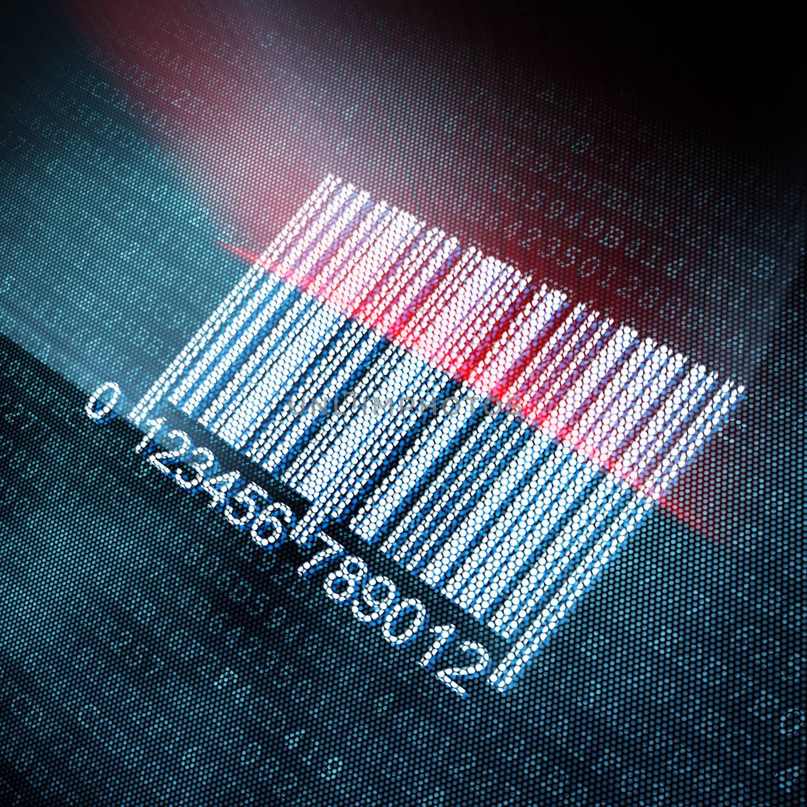 Pixeled barcode illustration, 3d render