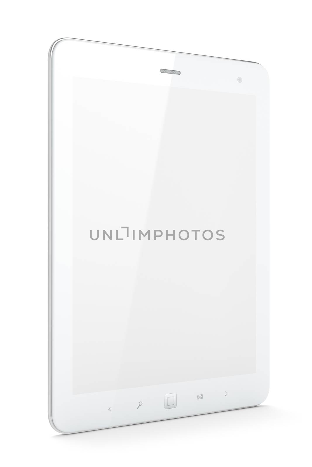 High-detailed white tablet pc on white background, 3d render.