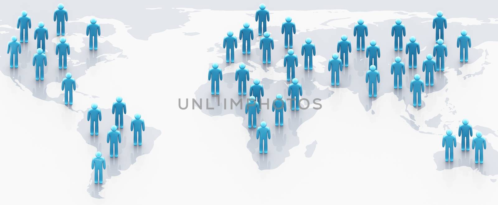 Social network concept: people over world map