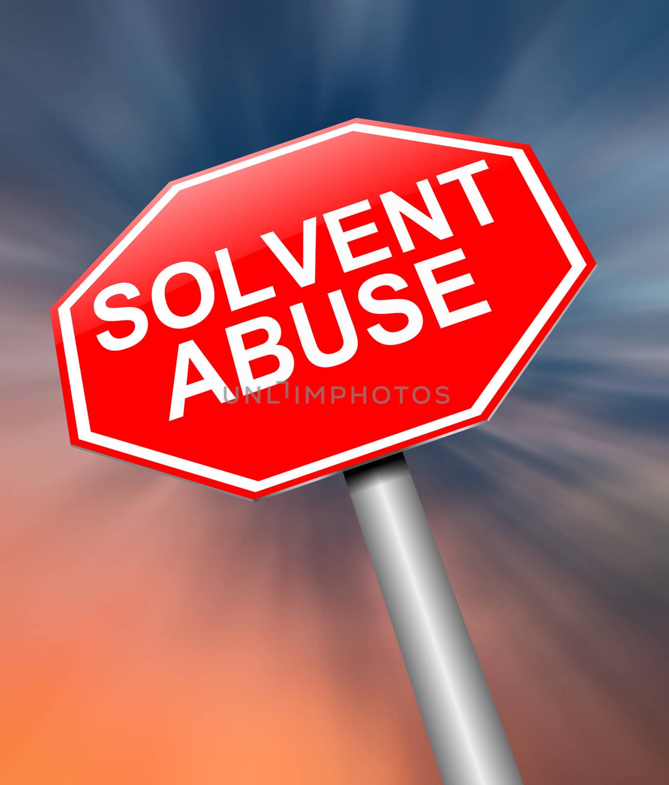 Illustration depicting a sign with a solvent abuse concept.