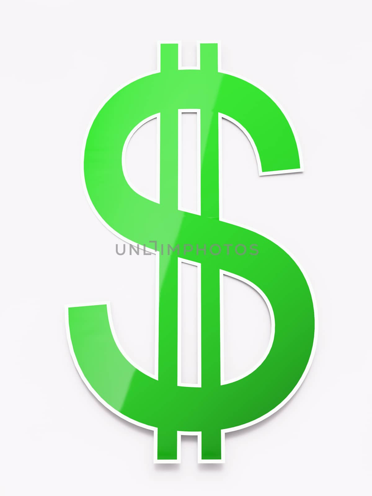 Green shiny paper dollar sign on white by maxkabakov