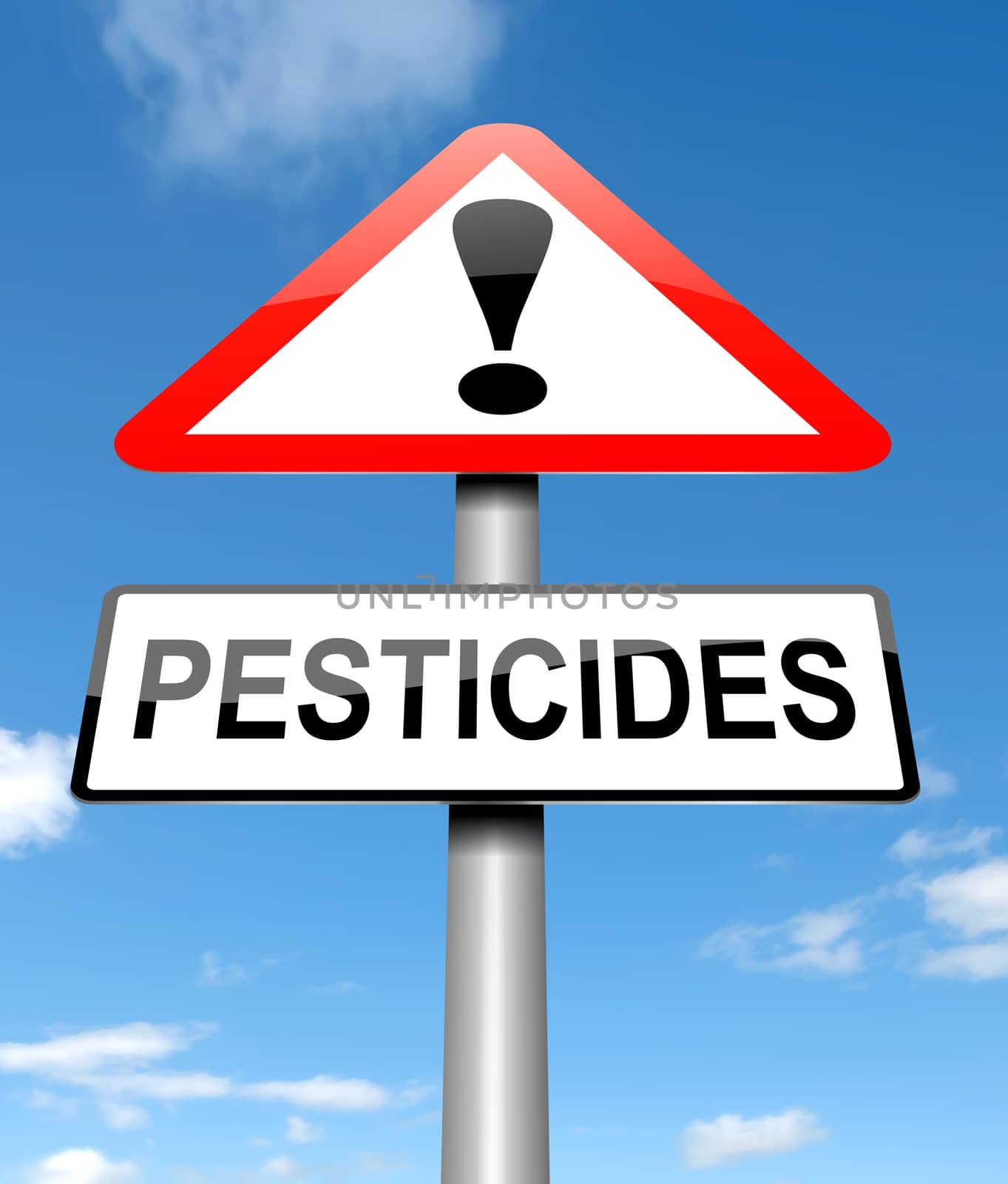 Illustration depicting a sign with a pesticides concept.
