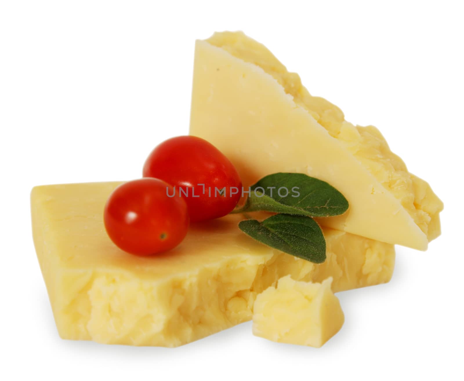 piece of cheese isolated on a white