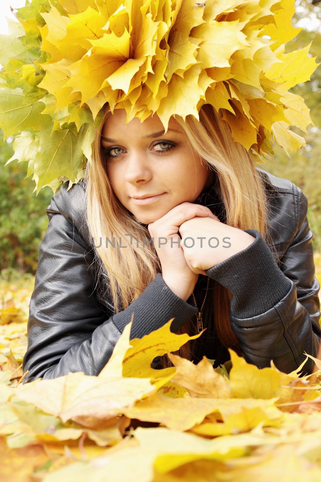 blonde girl in a wreath by Mallivan