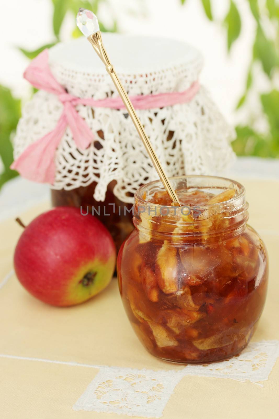 Jam made from apple slices with spices