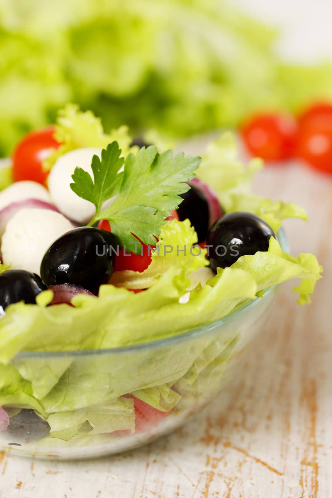 Greek salad with tomatoes olives and cheese