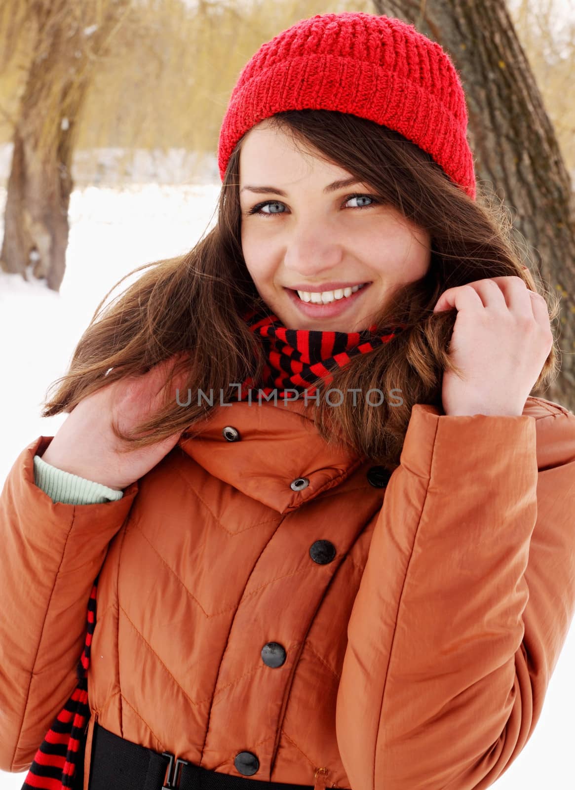 portrait of a woman in a red cap