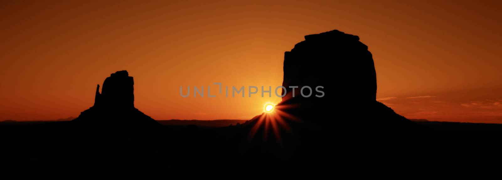 Panoramic view of famous Monument Valley at sunrise, USA