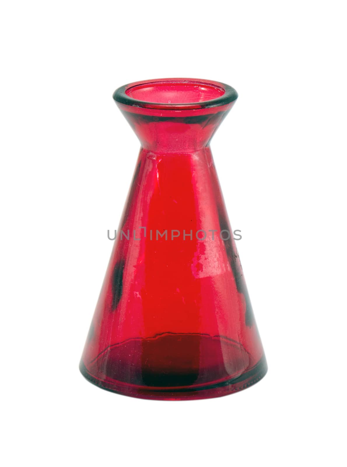 small red retro vase bottle isolated on white by sauletas