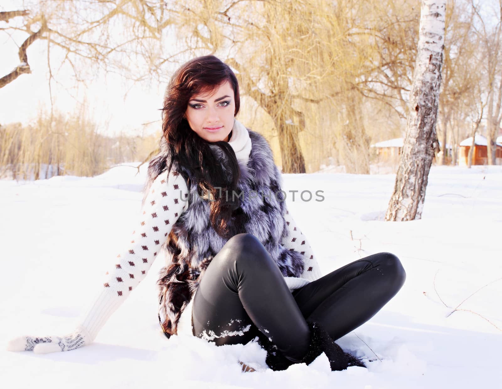 portrait of a woman in a fur vest