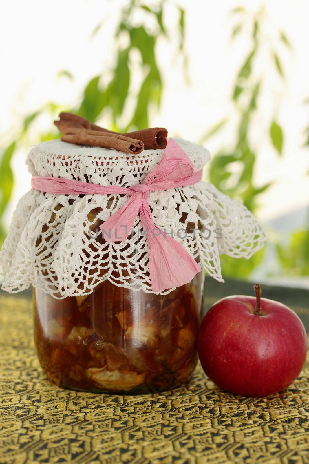 Jam made from apple slices with spices