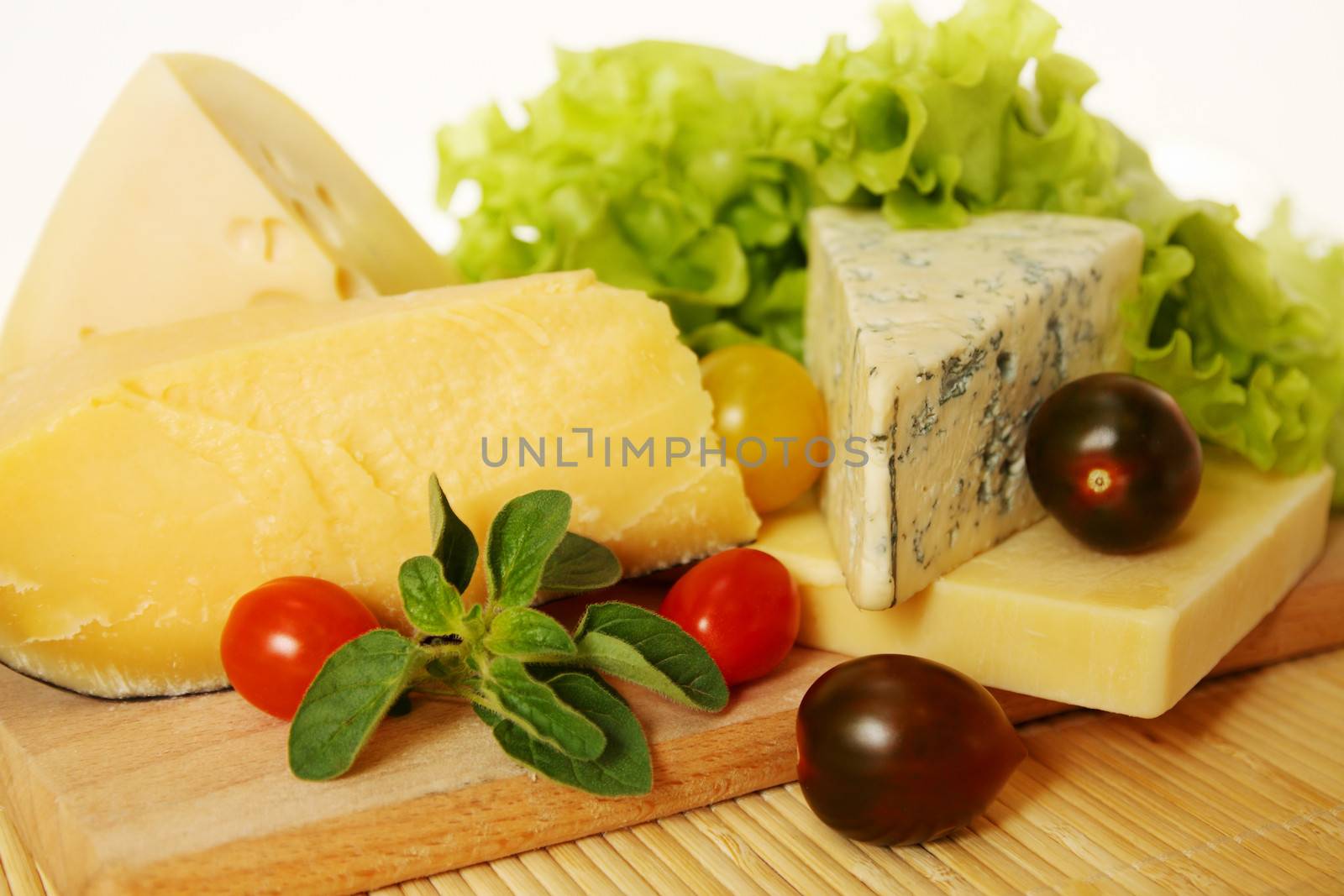 Still life of different types of cheese