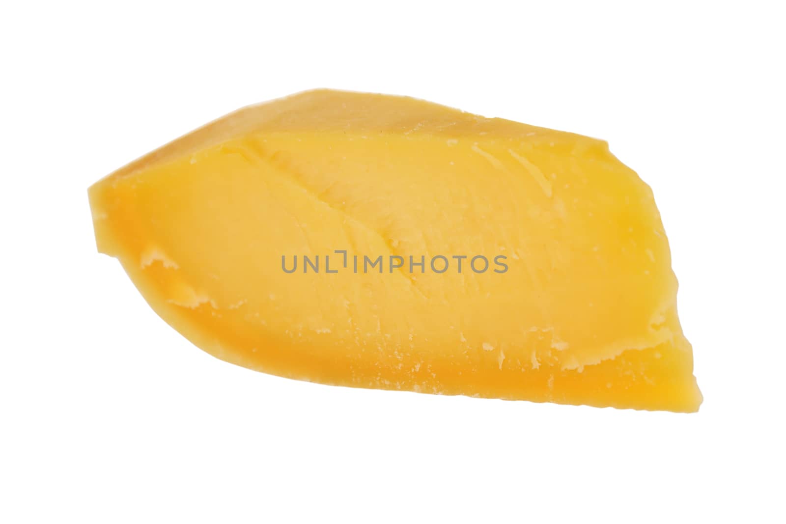 a piece of parmesan cheese isolated on a white