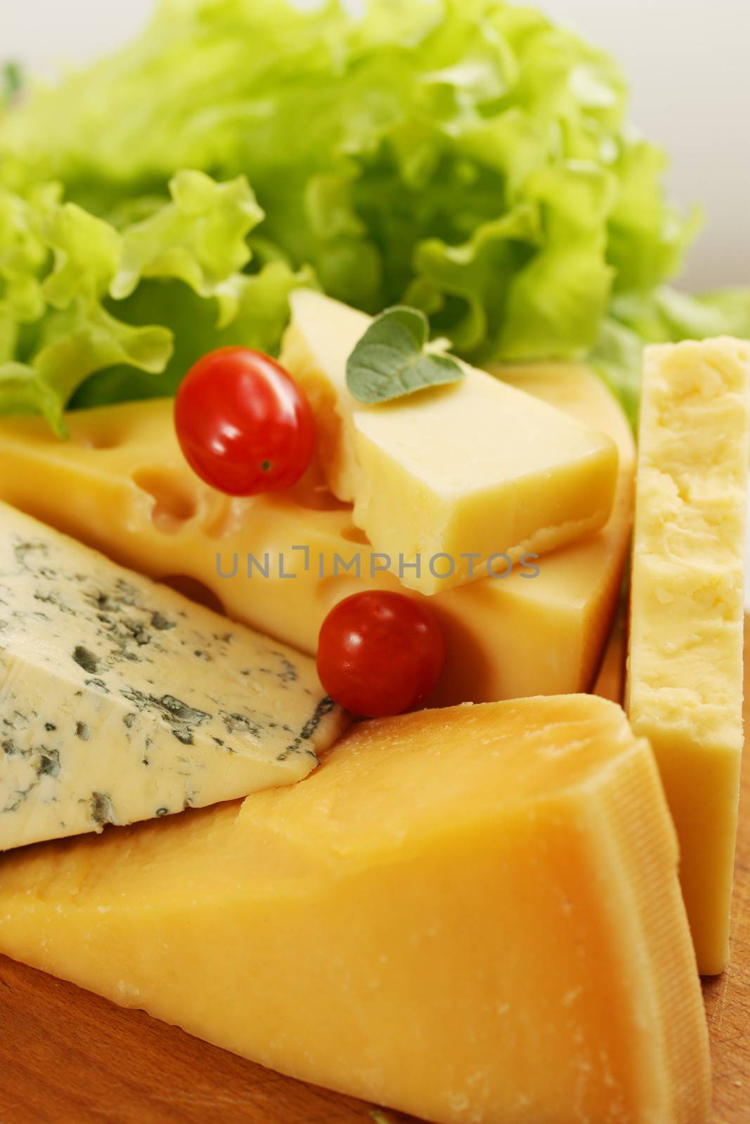 Still life of different types of cheese