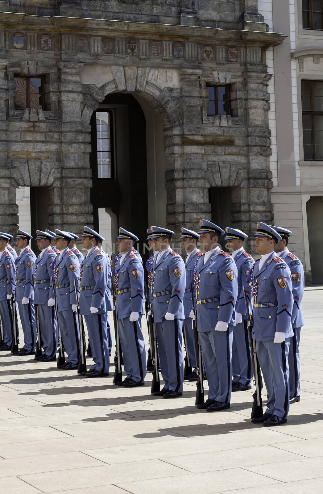 Changing of the guard at the Prague Castle, Czech Republic.