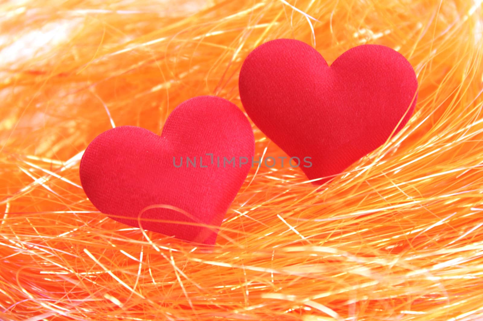 The pair of hearts in the orange nest from the threads