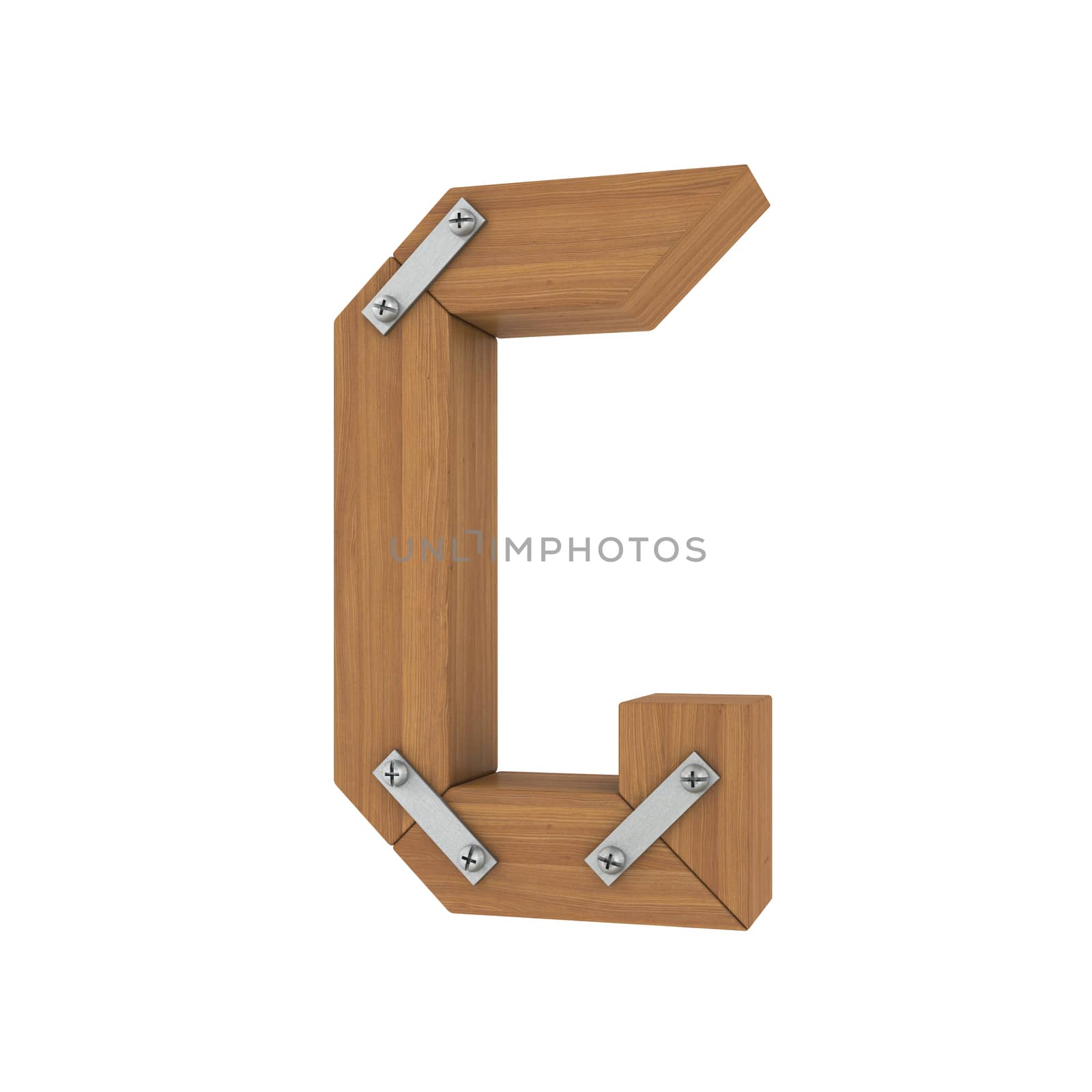 Wooden letter G. Isolated render on a white background