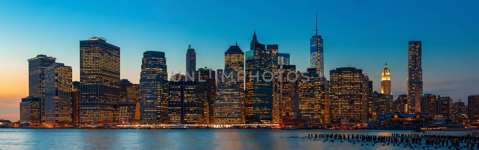 Evening New York City skyline panorama by palinchak