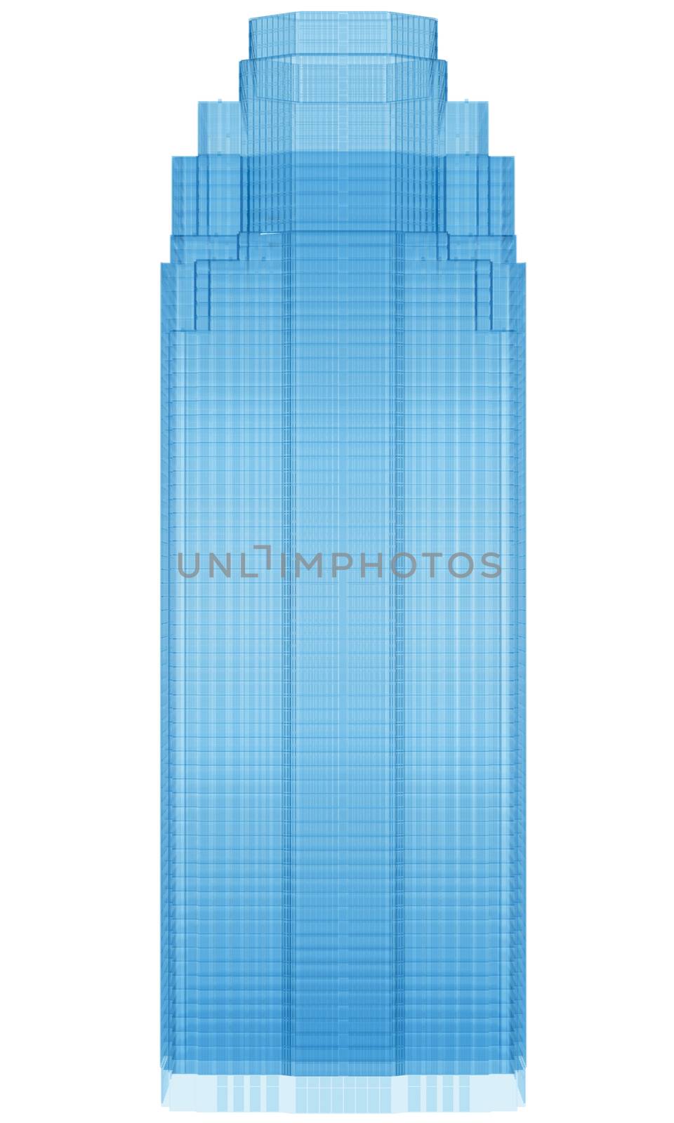 Glass skyscraper. Isolated render on a white background