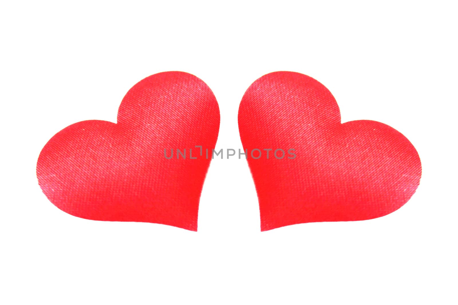 Day of saint of valentina, two hearts against the white background