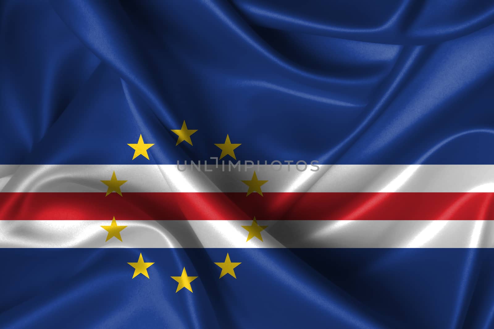 Realistic wavy flag of Cape Verde.
